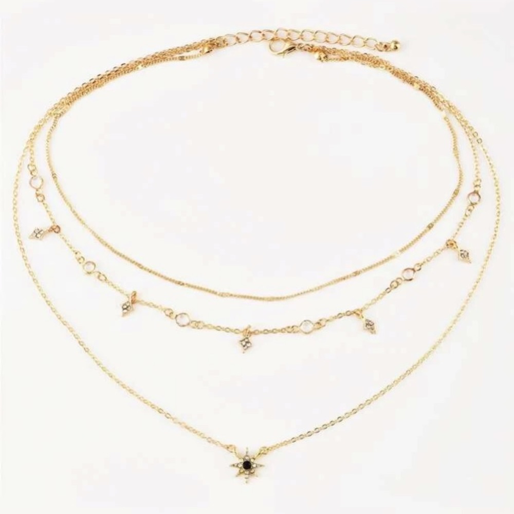 3/$35 RESTOCKED Layered Star Rhinestone Necklace - Picture 4 of 4